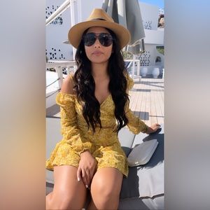 Pretty Little Thing Yellow Floral Cut Out Mini Dress